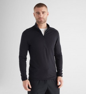 Men NOBULL Blended Merino Wool 1/4 Zip Pullover Black | PORXB-2530