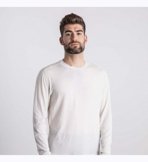 Men NOBULL Blended Merino Wool Long Sleeve T-Shirt White | MXSTL-8402