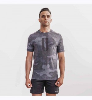 Men NOBULL Camo Horns T-Shirt Charcoal Camo | OPQHZ-5306