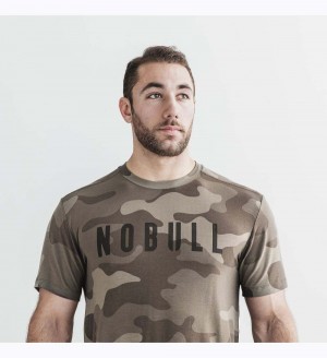 Men NOBULL Camo T-Shirt Green Camo | HNYIV-1476