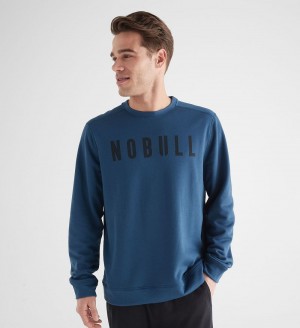 Men NOBULL Crew Sweatshirt Navy | KPCIG-4936