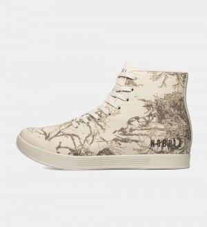 Men NOBULL Floral High-Top Leather Training Shoes Ivory Mint Thorn | CBYHN-3154