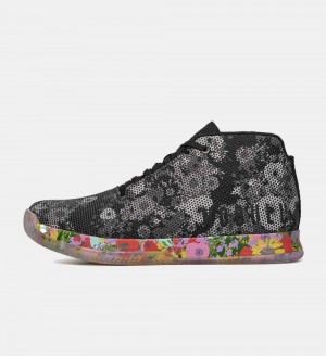 Men NOBULL Floral Mid Court Training Shoes Black Multi | QGCDR-4507