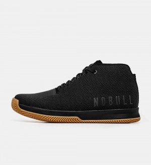 Men NOBULL Gum Mid Court Training Shoes Black Gum | IVOLP-4215