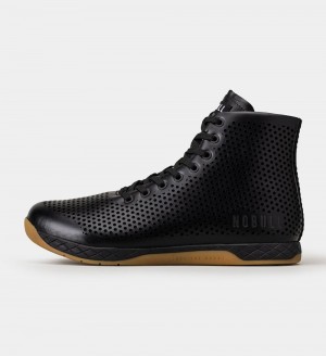 Men NOBULL High-Top Leather Training Shoes Black | PWEUK-3218