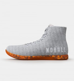 Men NOBULL High-Top OUTWORK Training Shoes White Heather Orange | TBPJO-0176