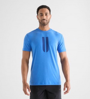 Men NOBULL Horns T-Shirt Blue | RPDVN-6985