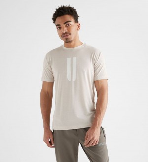 Men NOBULL Horns T-Shirt Oatmeal | IGVNF-4189