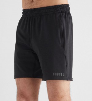 Men NOBULL Lightweight Knit 7" Shorts Black | WPOXY-1783