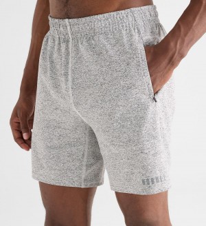 Men NOBULL Lightweight Knit 7" Shorts White Heather | ETXCK-6283