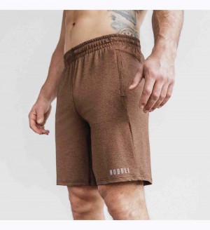 Men NOBULL Lightweight Knit 9" Shorts Brown Heather | INBTS-7864