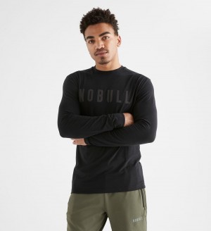 Men NOBULL Long Sleeve T-Shirt Black | JWGNB-2584