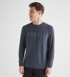 Men NOBULL Long Sleeve T-Shirt Navy | SNCPT-9358