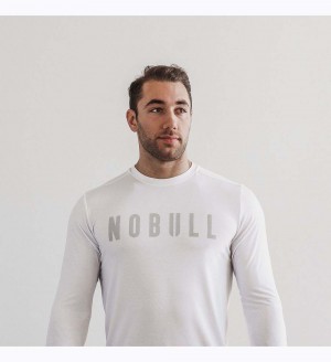 Men NOBULL Long Sleeve T-Shirt White | GOCNH-5264