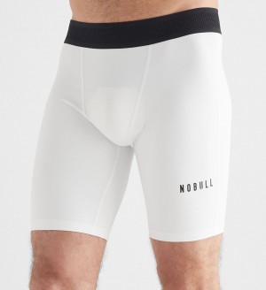 Men NOBULL Midweight Compression 9" Shorts White | MAPDC-6124