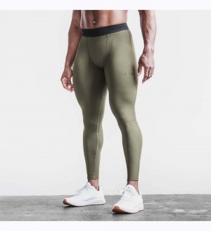 Men NOBULL Midweight Compression Tight 27" Pants Army Green | TBJVZ-1274