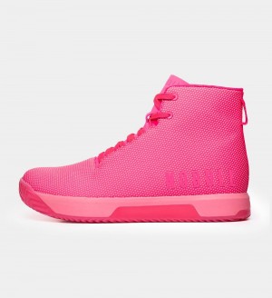 Men NOBULL Neon High-Top IMPACT Training Shoes Neon Pink | DHBXG-4231