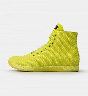 Men NOBULL Neon High-Top OUTWORK Training Shoes Neon Lime | PDXIG-0742