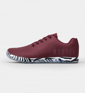 Men NOBULL Printed OUTWORK Training Shoes Cabernet Zebra | DBRCF-6042