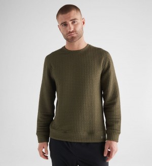 Men NOBULL Quilted Crew Pullover Army Green | ORBLF-2517