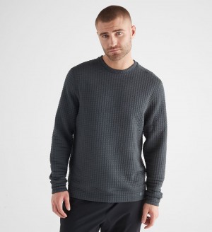 Men NOBULL Quilted Crew Pullover Dark Shadow | DGIZC-2813