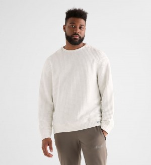 Men NOBULL Quilted Crew Pullover White | EJLWV-0346