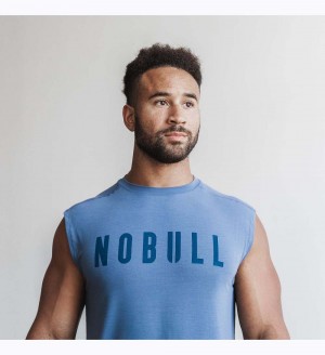 Men NOBULL Sleeveless Tanks Coastal Blue | XOLQC-4710