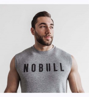 Men NOBULL Sleeveless Tanks Heather Grey | SZOMK-2563