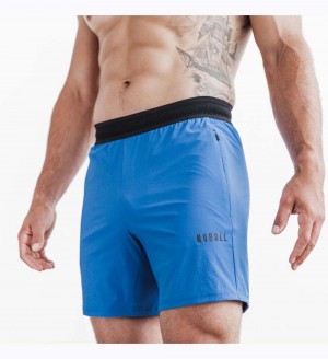 Men NOBULL Solid Stretch 7" Shorts Blue | CSBFG-5039