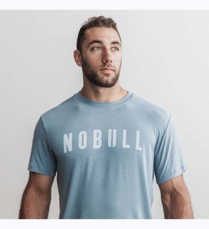 Men NOBULL T-Shirt Aqua | RNXJT-5736