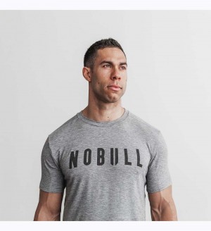 Men NOBULL T-Shirt Heather Grey | ULVIK-1369