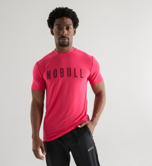 Men NOBULL T-Shirt Vivid Pink | ULVPO-1632