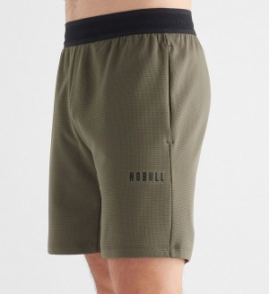 Men NOBULL Textured Knit 7" Shorts Army Green | BMXYN-6105