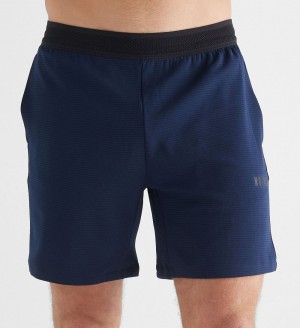 Men NOBULL Textured Knit 7" Shorts Night Navy | XVADQ-3167