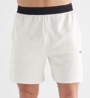 Men NOBULL Textured Knit 7" Shorts White | STMNI-0713