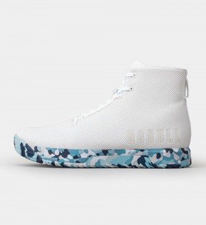 Men NOBULL Wild High-Top IMPACT Training Shoes White Blue | YAEGN-1278