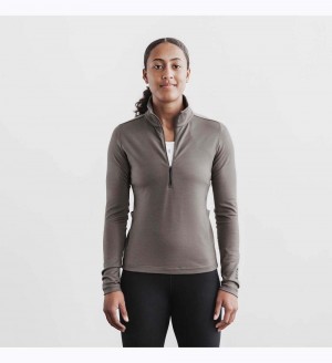 Women NOBULL Blended Merino Wool 1/4 Zip Pullover Green | CYJRQ-2376