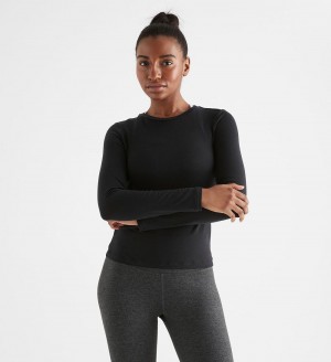 Women NOBULL Blended Merino Wool Long Sleeve T-Shirt Black | LKDHI-4693