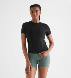 Women NOBULL Blended Merino Wool T-Shirt Black | YJPSQ-8076