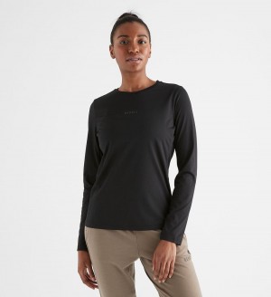 Women NOBULL Deltapeak® Micro Textured Long-Sleeve T-Shirt Black | CFVTM-9462