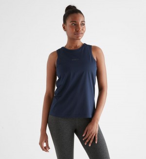 Women NOBULL Deltapeak® Micro Textured Tanks Night Navy | XJMUY-5248