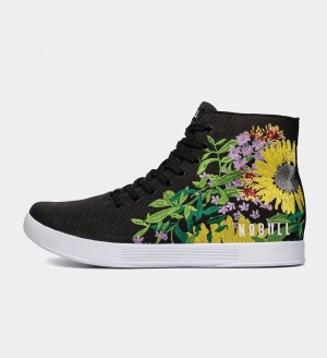 Women NOBULL Floral High-Top Canvas Training Shoes Black Multi | AMFSI-4103