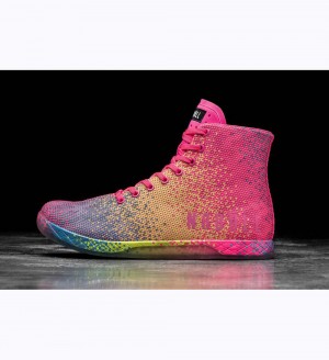 Women NOBULL Glitch High-Top OUTWORK Training Shoes Neon Pink Glitch | ZGPQS-9235