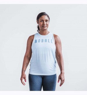 Women NOBULL High-Neck Tanks Ice Blue | LGQJD-7012