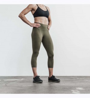 Women NOBULL High-Rise Matte 21" Tight Army Green Matte | CVDUQ-6825