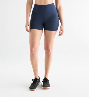 Women NOBULL High-Rise Matte 4" Shorts Night Navy | QZBNG-9853