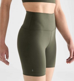 Women NOBULL High-Rise Matte 6" Shorts Dark Green | AIMWQ-5321