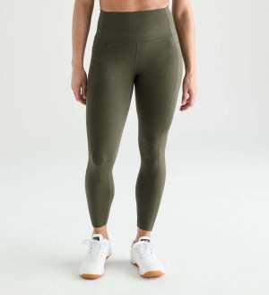 Women NOBULL High-Rise Matte Pocket 25" Tight Dark Green | KPNMS-9248