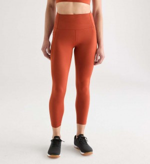 Women NOBULL High-Rise Matte Pocket 25" Tight Orange | UBVKM-7586