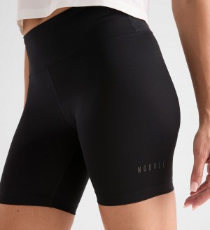 Women NOBULL High-Rise Sleek 6" Shorts Black | TIRPE-5032